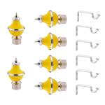 ZUDAZ Stainless Steel & ABS Curtain Bracket Parda Holder with Support 1 Inch Rod Pocket Finials Designer Door and Window Rod Support Fittings, Curtain Rod Holder (Pair of 3 , Yellow )