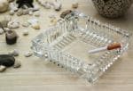 Elegent Crystal Clear Square Glass Ash Tray (10.5*10.5*3) cm