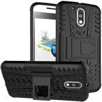 Accessories Kart Motorola G4 Plus Black Plastic, Polycarbonate Shockproof Kickstand Back Case Cover