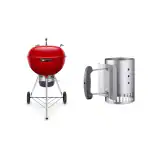 Combo of Weber Original Kettle Premium Limited Edition Charcoal Grill 57cm and Weber Compact Rapidfire Chimney starter