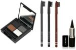 Lenon Beauty. Eyebrow Palette 3 Brows Powder + 1 Wax Cream With Eye Brow Pencil Black, Grey & Brown & Kajal (5 Items in the set)