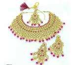 Gyaan Jewels Handmade Gold Plated Alloy Earring and Necklace Set Purple Free Size