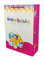 Tasche Paper Products Pink Happy Birthday Paper Small Presents Gift Bags For Kids Birthday Return Gift (20.32 x 7.62 x 27.94 cm) Pack Of 40