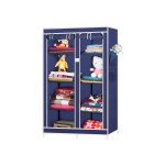 Cbeeso Collapsible wardrobe 2 Door 8 Rack Navy Blue