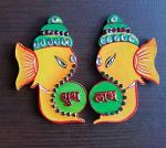 Saudeep India Handmade Shubh Labh with Shape of Ganesh Ji - Wall Hanging with Stone Work