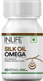 Inlife Silk Oil Veg Omega 3 6 9 Capsules, Daily Supplement for Heart Health (60 Capsules)