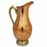 Prisha India Craft Copper Royal Mughal Jug Copper Hammered deisgn Capacity 2000ML