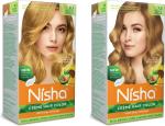 Nisha Permanent Hair color for Women & Men Combo Golden Blonde (120g) + Honey Blonde (120g) 100% Grey Coverage Ultra Deep Shine Long Lasting Hair Colour (Pack OF 2)
