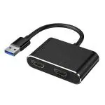 Microware USB 3.0 TO DUAL HDMI Female Adapter for Headphones, Monitors
