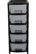 LD Lucido Decore Black and Grey Plastic Drawer Storage Rack