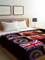 Klotthe Unisex Brown Abstract Mild Winter 600 GSM Double Bed Blanket
