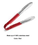 Dynore Stainless Steel Red Vinyl Coated Utility Tong 23 cm long