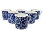 Farkraft Store Blue Ceramic Tea Cups (Pack of 6)