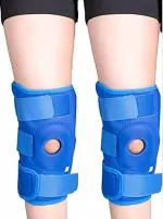 KUDIZE Open Patella Hinged Knee Brace for Knee Joint Pain Relief Functional Knee Support Cap Sleeve for Men & Women Ligament Tear Wraparound Stabilizer Blue (1 Pair / 2 Pcs) (XXL)