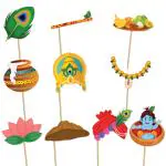 Festiko Krishna Janmashtami Decoration Photobooth Props, Kanha Selfie Props, Kanha Bal Gopal Janmashtami Decoration