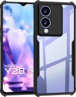 Meephone Mobile Cover for Vivo Y28 5G (Black, Transparent, Grip Case, Pack of: 1)