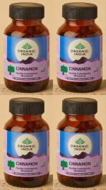 Organic India Cinnamon Capsule Ayurvedic Medicine (4 Packs, 60 Veg Capsule in Each Pack)