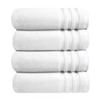TRIDENT White Luxury Hotel Collection 100% Cotton 625 GSM Bath Towel (4-Piece)