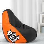 Biggie Bean Bag with Beans Filled - Size : 4XL - 3D Printed Bean Bag with Beans - Designed by : DonnaPaula London - Color: Lazy but Crazy - Black Orange - Best 3D Printed Bean Bag for Living Room - Pre-filled with Beans - Ready to use