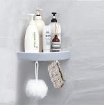 JSTBUY LABEL White Plastic Bathroom Corner Rack with 3 Hanger Hook