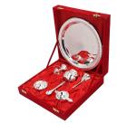 ZS IMPEX Pooja Thali Set silver plated of 7 Pcs with Velvet Gift Box Packing for Poojan Purpose Home Temple