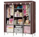 TINNITUS Micro Fiber Brown Do-It-Yourself 8-Shelves Collapsible Wardrobe(Brown)