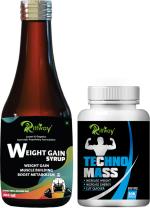Inlazer Techno Muscle Building Mass Gain/ Weight Gain Capsule & Weight Gain Syrup Combo Weight Gainers/Mass Gainers (200 ml, 30 Capsules, No Flavour)