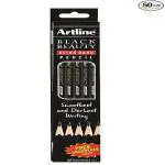 Artline Black Beauty Ultra Dark & Smooth Writing Pencil | Extra Dark | Rubber Tip Pencil | Lightweight With Comfortable Grip | Free Sharpener Inside | Set Of 10 x Pack Of 5