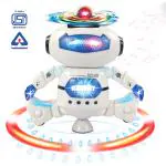 NHR Dancing Robot Toy with 3D Colorful Light & Music for Kids- 360 Degree Stunt Toy - Multiclour