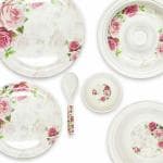 QOONLEIF Multicolor Melamine Floral Round 6 Big Plates 6 Small Plates, 12 Small Bowl, 3 Big Bowl With 2 Lid And 2 Big Spoon - Pack of 31