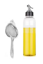 URBAN BUY Stainless Steel Tea Strainer With Plastic Oil Dispenser & Multicolour, (Pack of 2)
