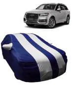 Carigiri White And Navy Blue Car Body Cover For Audi Q7(Triple Stitched,Mirror Pockets,Uv Resistant,Dustproof)