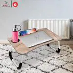 Rose Multi-Purpose Laptop Table with Integrated Carry Handle & Dock Stand | Study Table | Bed Table | Foldable and Portable | Ergonomic & Rounded Edges | Non-Slip Legs Rust