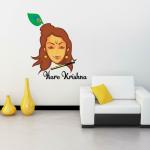 Lanstick Vinyl Multicolor Hare Krishna Image With Flute Self Adhesive Wall Sticker24 inch