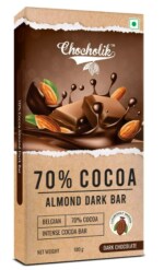 Chocholik 70% Cocoa Belgian Dark Chocolate Bar Roasted Almonds, 100g