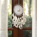 DULI Handmade White Metal and Feathers Allah Dreamcatcher