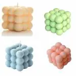 DEEPSEA Big Bubble Candle Paraffin Wax Candle Combo for Home Decoration Pack of 4 (Multicolor)