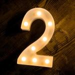 Satyam Kraft White Marquee Alphabet Shaped Led Light - Number 2