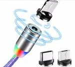 Awadh Mart Magnetic charging cable for all type of mobiles with inbuilt LED light TypeC iphone and V8 charging supported