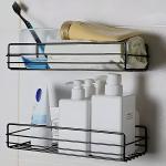 Plantex Self Adhesive GI Steel Bathroom Shelf Multipurpose Rack/Organizer for Bathroom & Kitchen/Bathroom Accessories Pack of 2 (12x5 inches,Black)