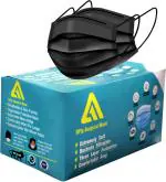 A1 Black Non Woven 3 Ply Face Mask With Nose Cap, Free Size (Pack Of 100)