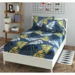 TRENDY HEART 188 TC Glace Cotton Queen Floral Flat Bedsheet  Pack of 1 dark green