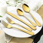 V2H 5 Pcs Cooking Golden Flatware Set, Stainless Steel, Utensil, Cutlery Set - Knife, Fork & Spoon Set, Rust Resistant - Stunning Golden Polished Finish
