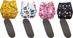 Swito Mart Infant Baby Reusable Cotton Pocket Diaper And 5 Insert Adjustable Washable Wet Free Multicolor Pack Of 5 - New Born (5 Pieces)