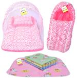 Kwitchy New Born Baby Boy's & Baby Girl's Bedding Combo Mosquito Net Bed Sleeping Bag & Plastic Sheets Set