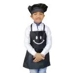 Switchon Polyester Waterproof Adjustable Kids Multi purpose Cooking Apron with a chef cap School Apron - for 3 years to 6 years Proudly made in india (BLACK)