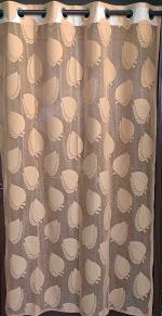 Skirmish Floristry Fancy Sparkling Sheer Semi Transparent Golden Leaf Floral Pattern Polyester Door Curtains 2.43 x 1.21 m (FR-Net-4x8 FT-Set-2-Golden-Leaf)