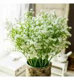 SATYAM KRAFT 5 Pcs Babys Breath Flowers Artificial Gypsophila Bouquets Flowers Gifting, Home, Bedroom, Garden, Balcony, Office Corner, Living Room Decoration and Craft (Pack of 5, White)