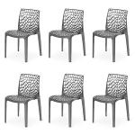 TAPODHANI Web Designer Plastic Outdoor Chair (6Pc, Black)