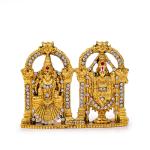 Caristo Padmavathi Tirupati Balaji Idol | Lord Venkateswara Idol (ID-183) Antique Gold Metal Statue for Car Dashboard | Home Décor | Mandir Pooja Murti | Temple Puja | Office Table Showpiece